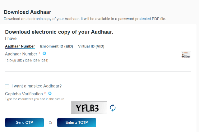 E Adhaar Card Download