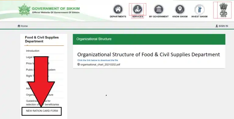 ration card sikkim online apply